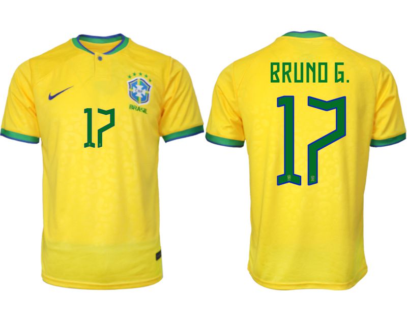 Men 2022 World Cup National Team Brazil home aaa version yellow #17 Soccer Jersey